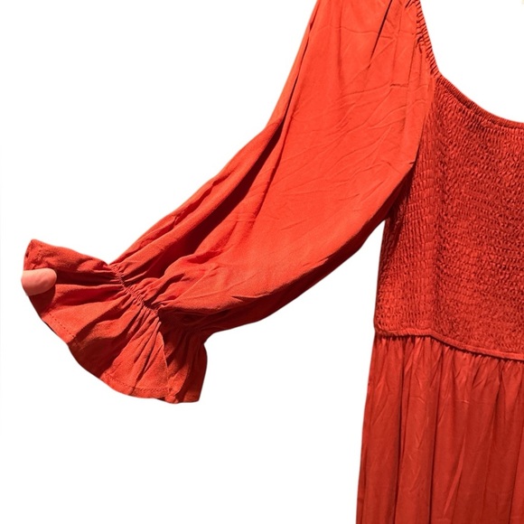 ZESICA Women's Square Neck 3/4 Puff Sleeve Smocked High Waist Flowy Maxi Dress. - Picture 3 of 6